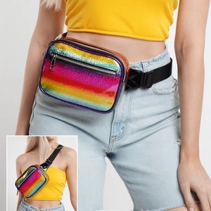 NEW! RAINBOW SQUARE GLITTER FANNY PACK By Tipsy Elves